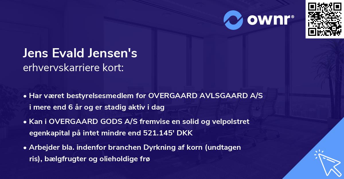 Jens Evald Jensen's erhvervskarriere kort