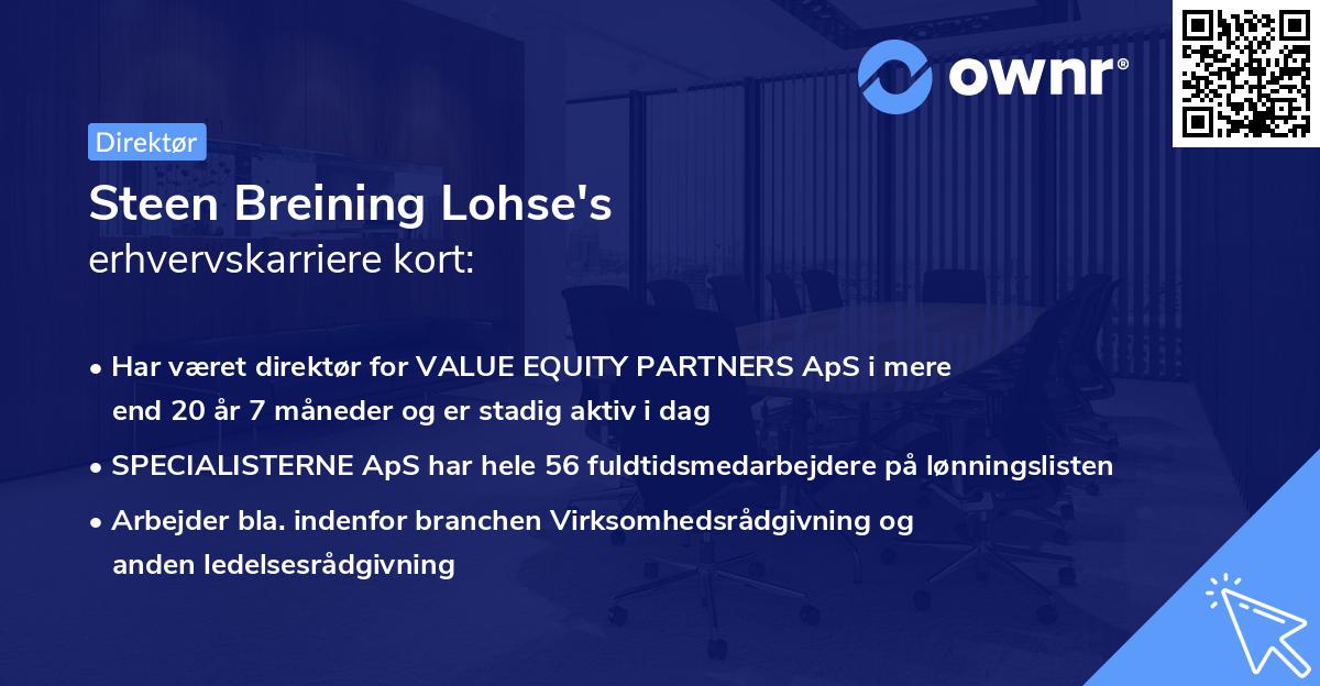 Steen Breining Lohse's erhvervskarriere kort