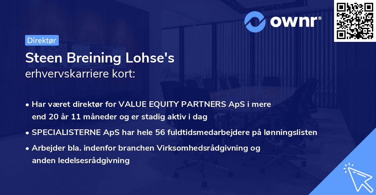 Steen Breining Lohse's erhvervskarriere kort