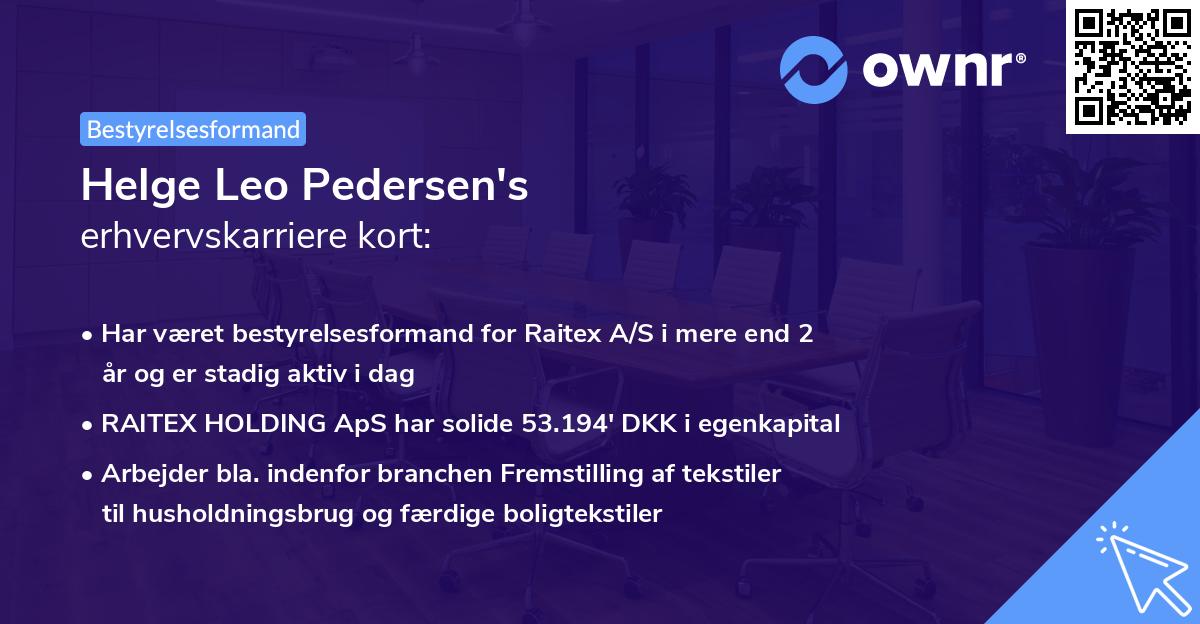 Helge Leo Pedersen's erhvervskarriere kort