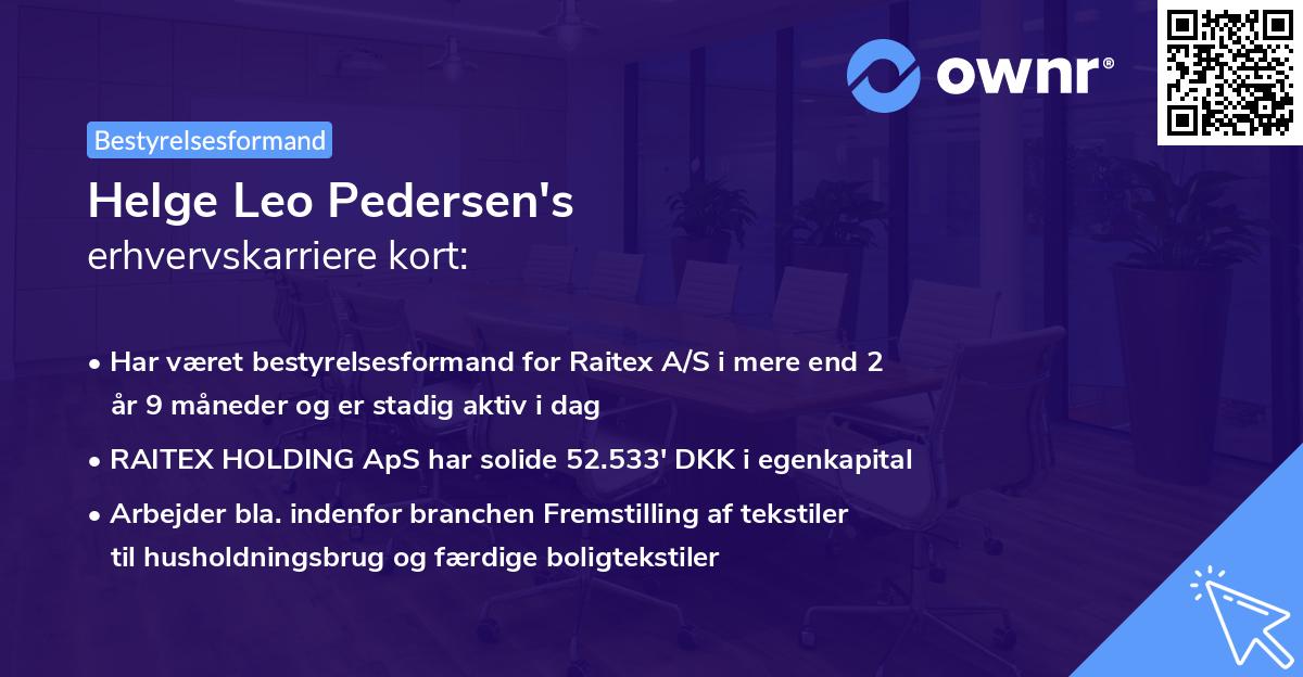 Helge Leo Pedersen's erhvervskarriere kort