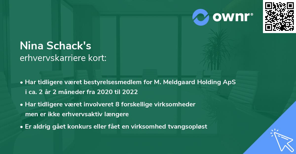Nina Schack's erhvervskarriere kort