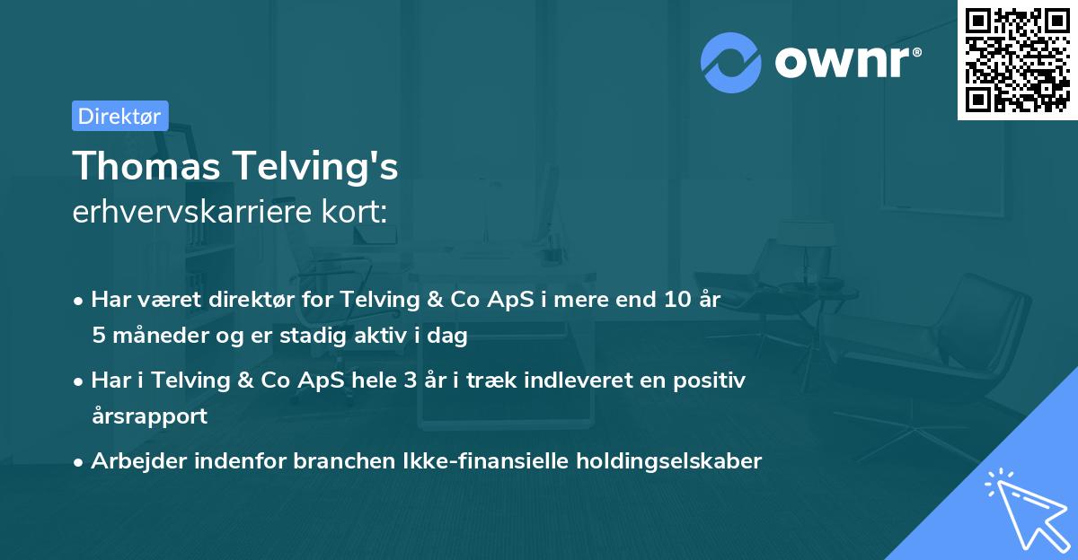 Thomas Telving's erhvervskarriere kort