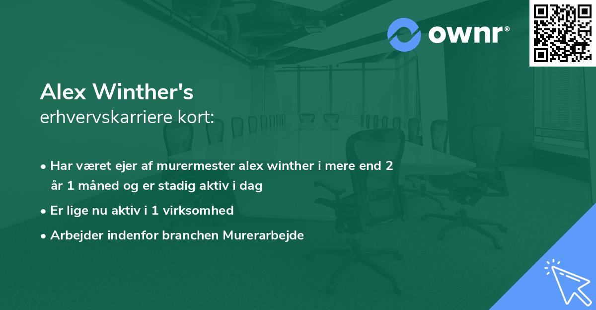 Alex Winther's erhvervskarriere kort