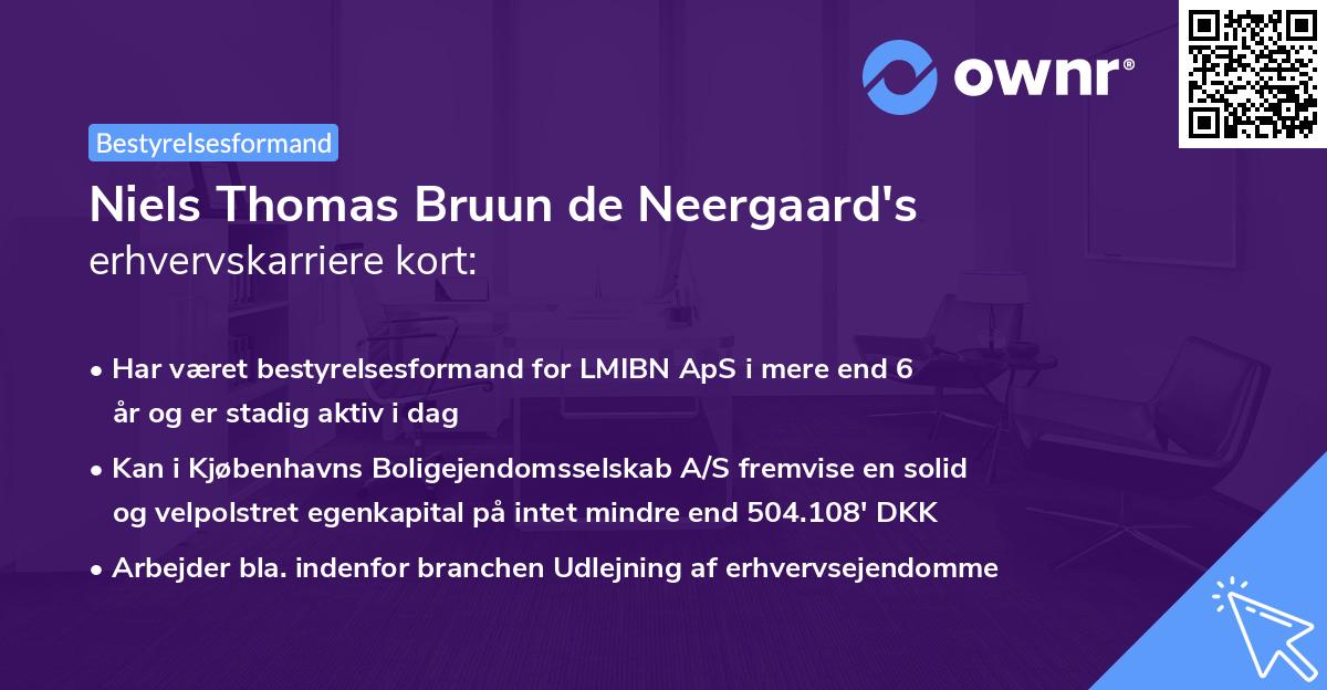 Niels Thomas Bruun de Neergaard's erhvervskarriere kort