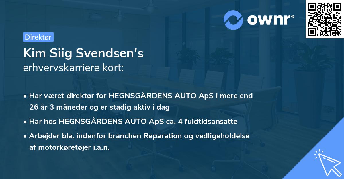 Kim Siig Svendsen's erhvervskarriere kort