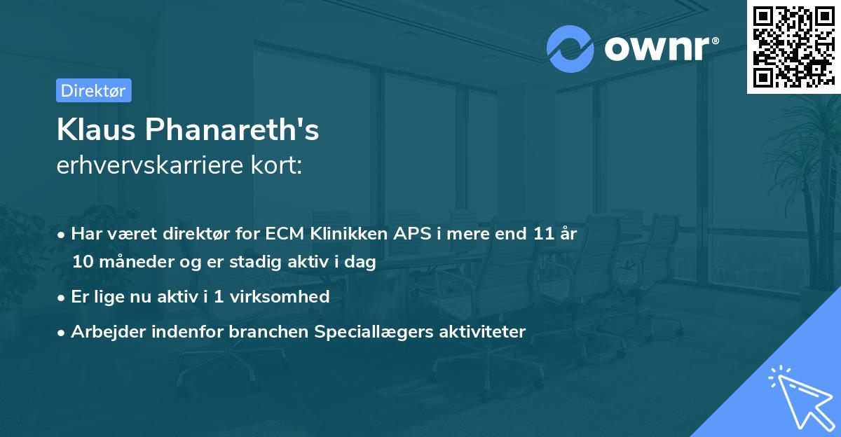 Klaus Phanareth's erhvervskarriere kort