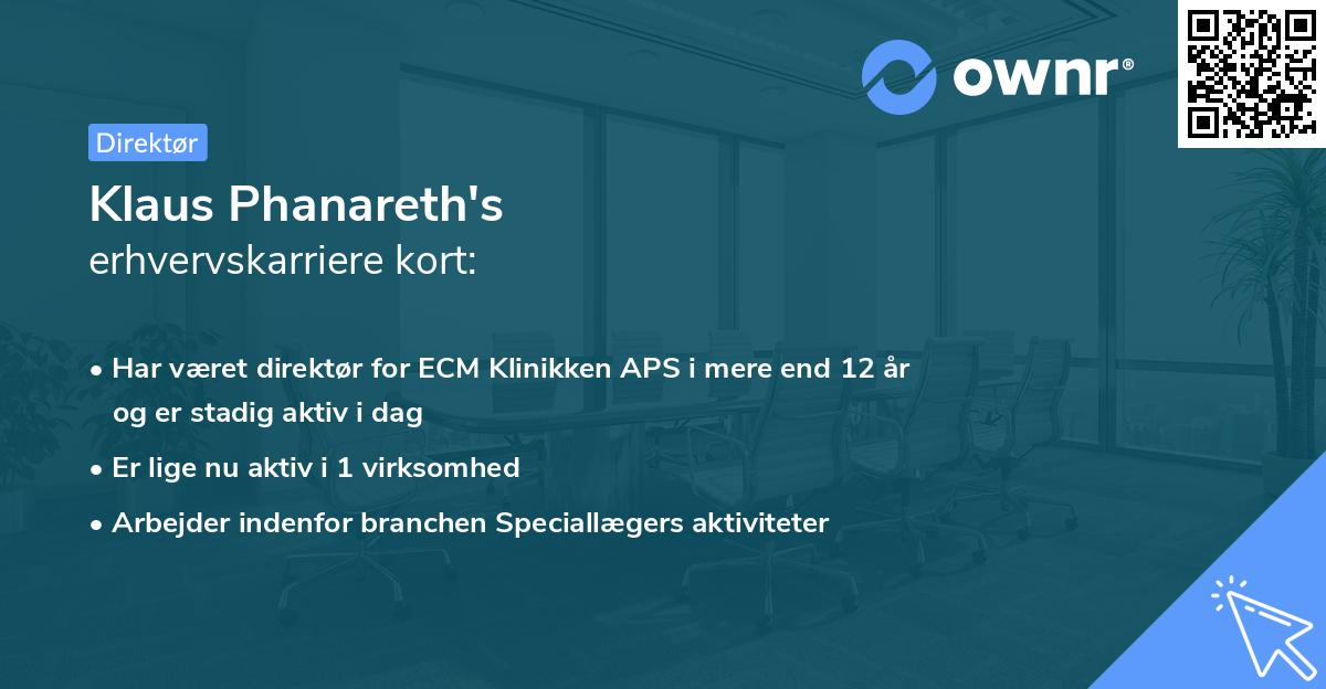 Klaus Phanareth's erhvervskarriere kort