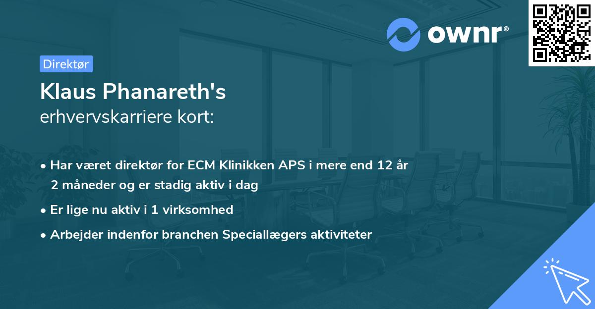 Klaus Phanareth's erhvervskarriere kort