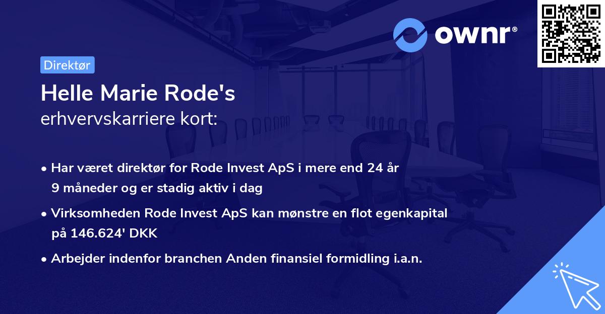 Helle Marie Rode's erhvervskarriere kort