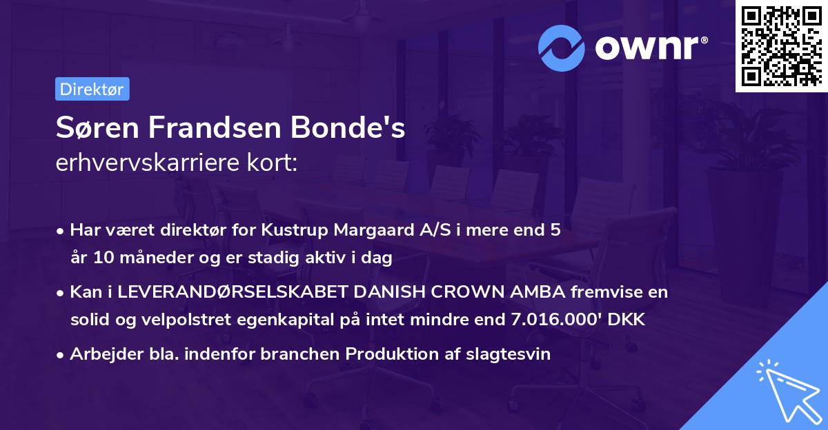 Søren Frandsen Bonde's erhvervskarriere kort