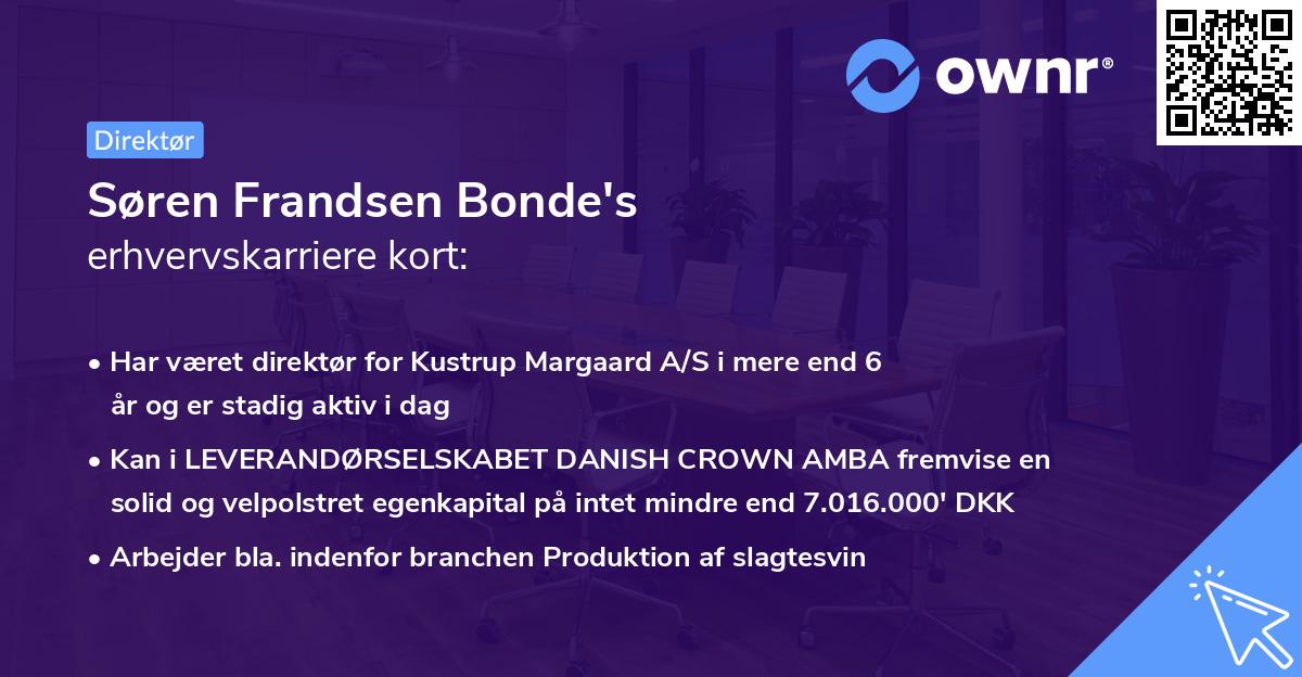 Søren Frandsen Bonde's erhvervskarriere kort
