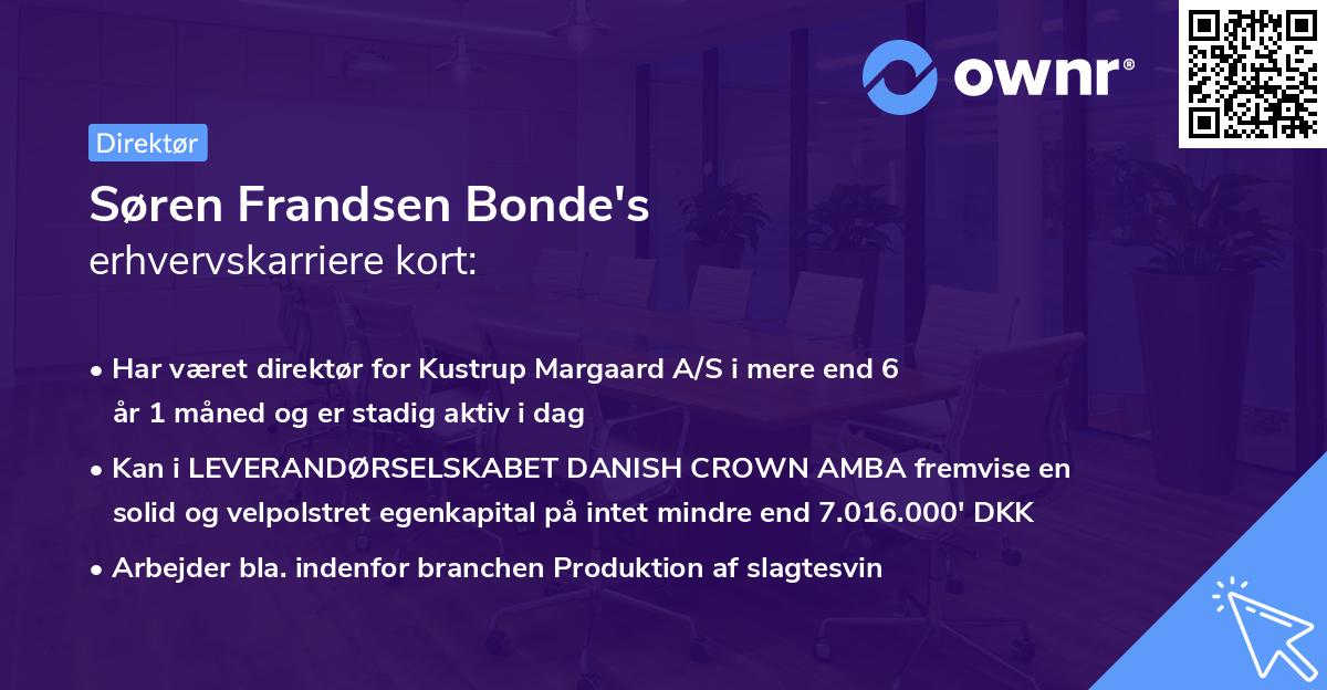 Søren Frandsen Bonde's erhvervskarriere kort