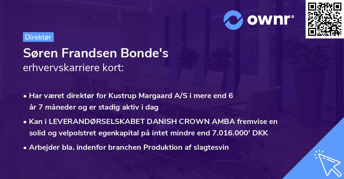 Søren Frandsen Bonde's erhvervskarriere kort