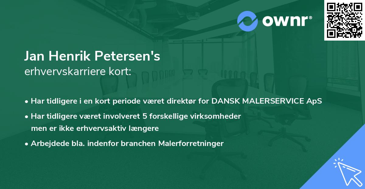 Jan Henrik Petersen's erhvervskarriere kort