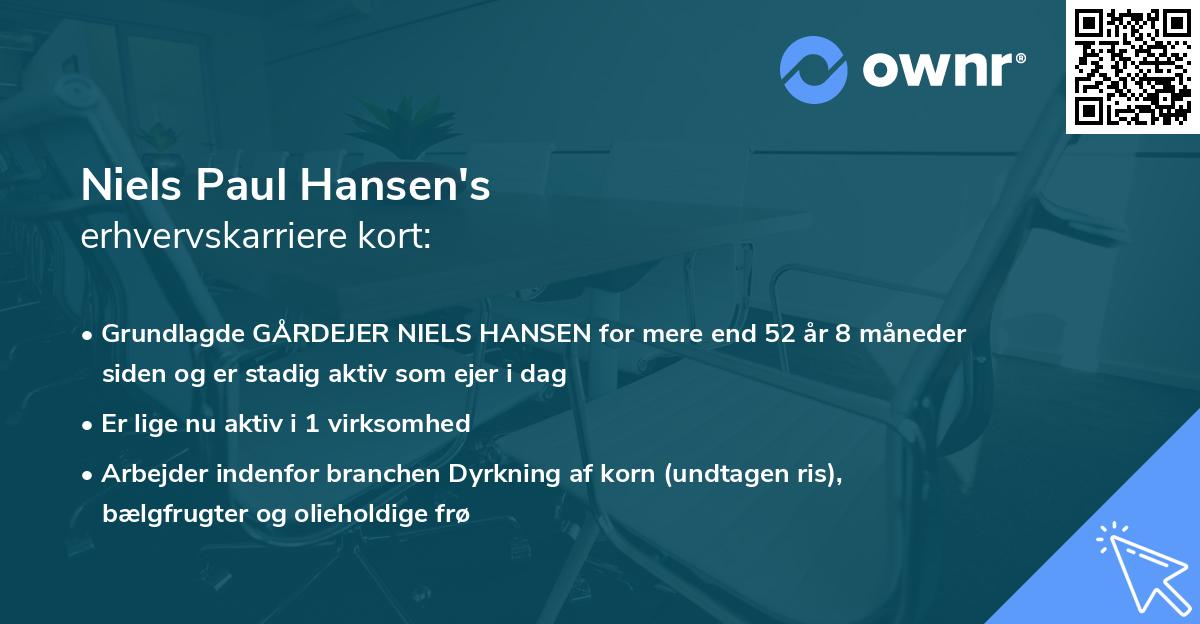 Niels Paul Hansen's erhvervskarriere kort