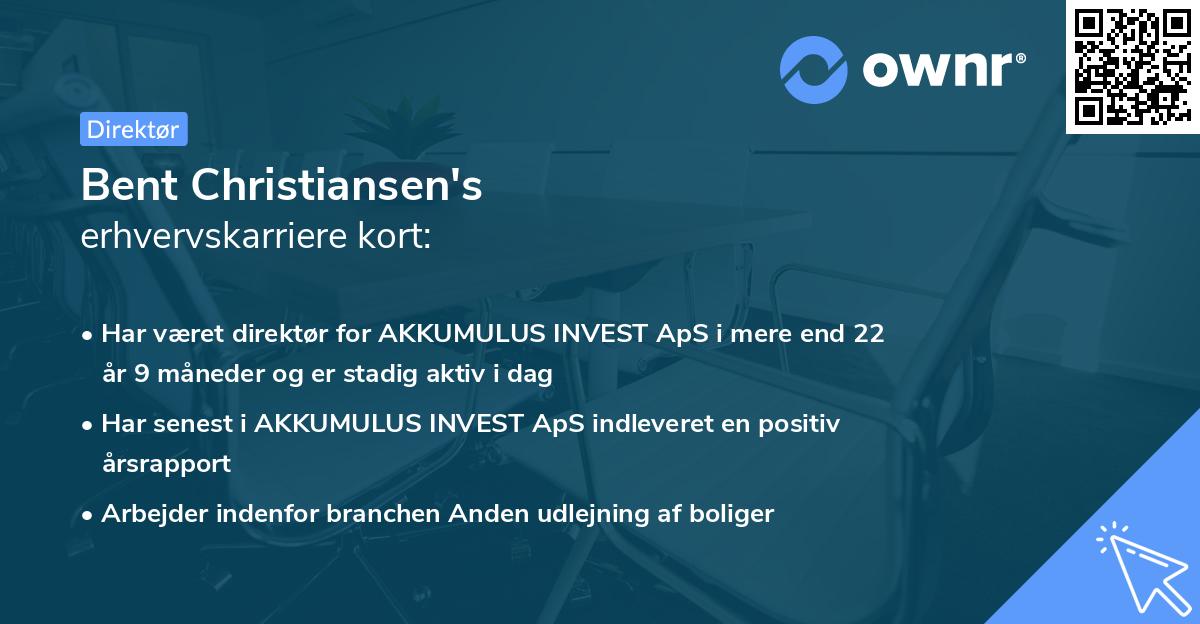 Bent Christiansen's erhvervskarriere kort