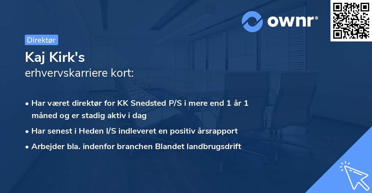 Kaj Kirk's erhvervskarriere kort