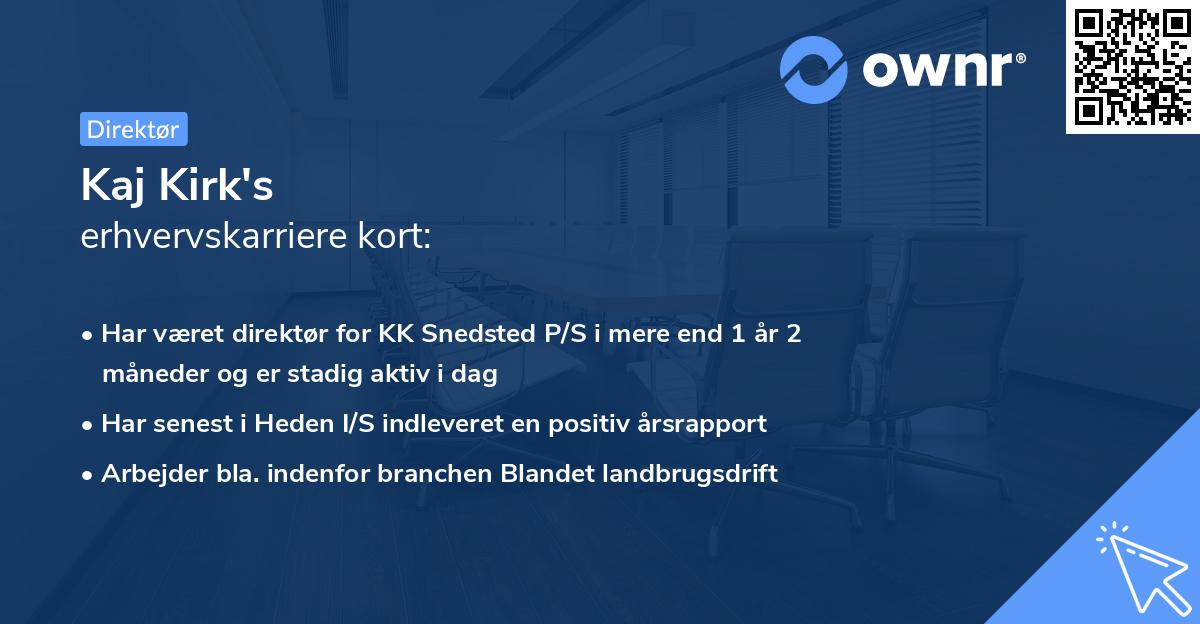 Kaj Kirk's erhvervskarriere kort