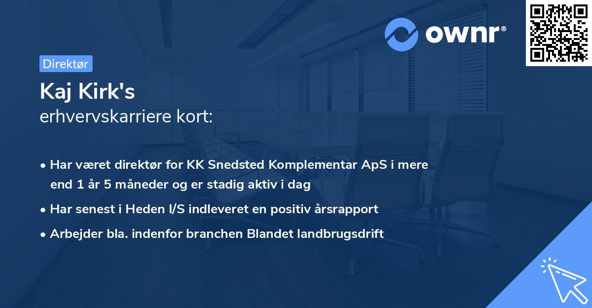 Kaj Kirk's erhvervskarriere kort