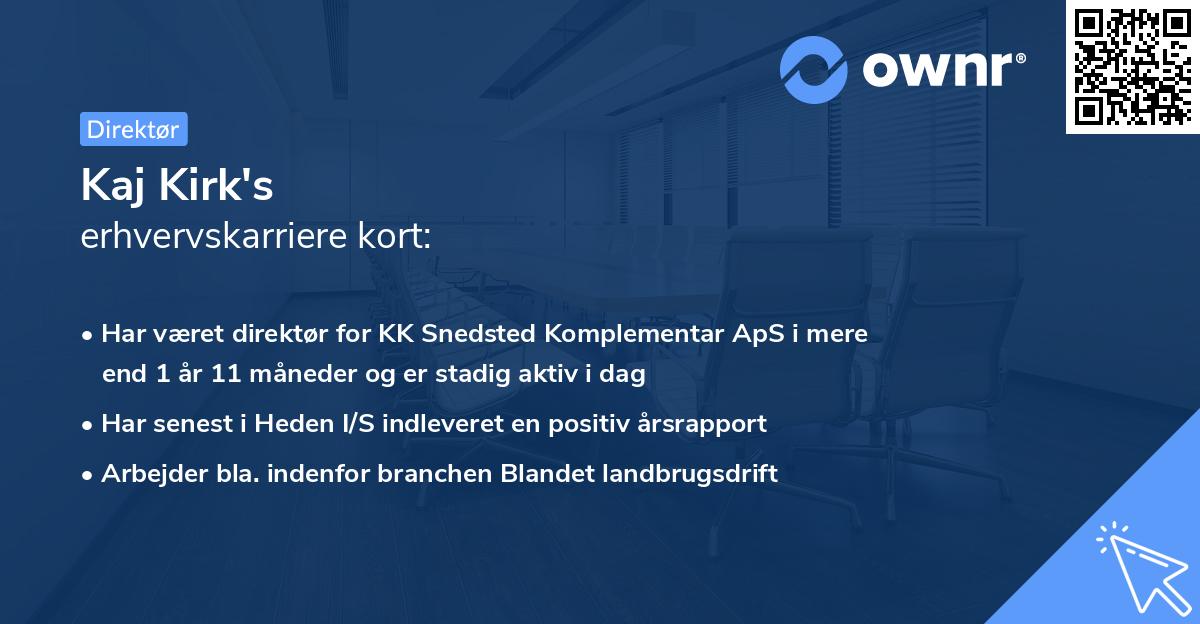 Kaj Kirk's erhvervskarriere kort