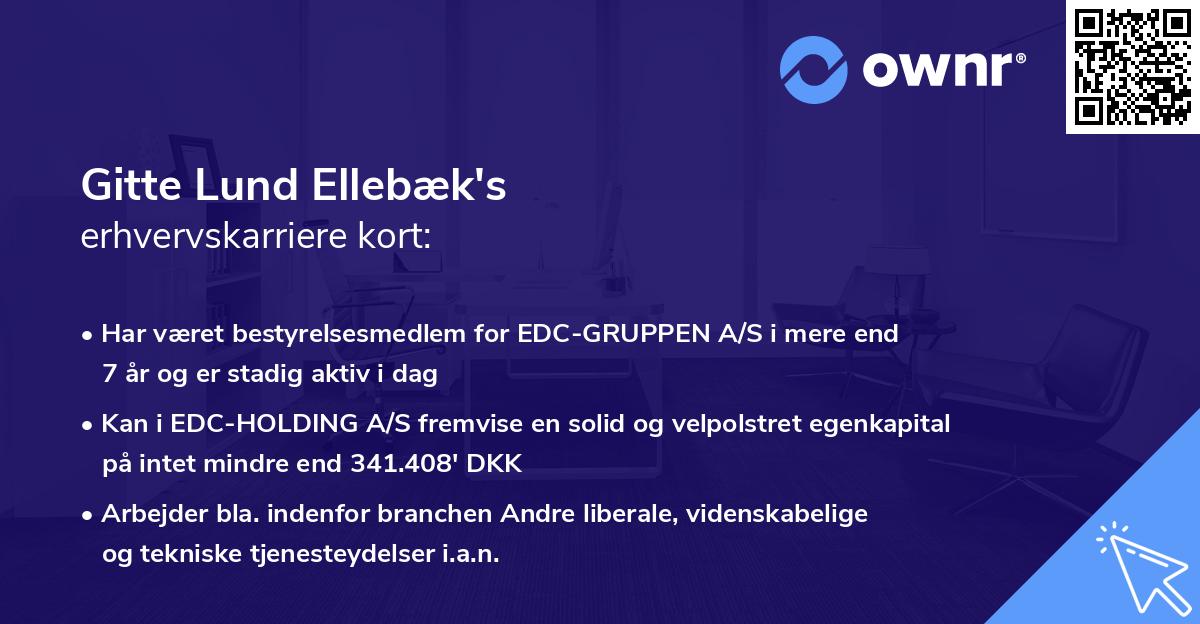 Gitte Lund Ellebæk's erhvervskarriere kort