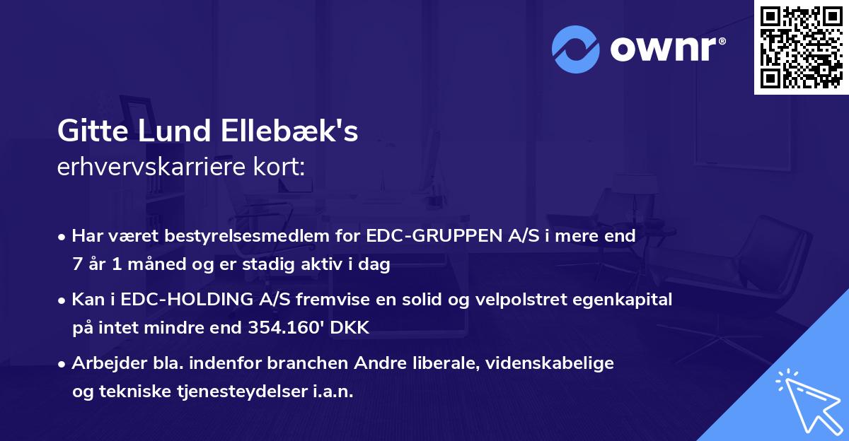 Gitte Lund Ellebæk's erhvervskarriere kort