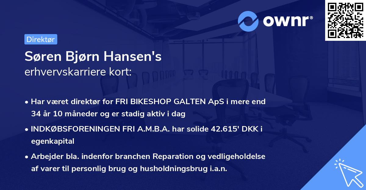 Søren Bjørn Hansen's erhvervskarriere kort