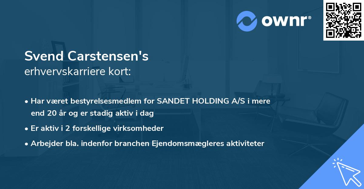 Svend Carstensen's erhvervskarriere kort