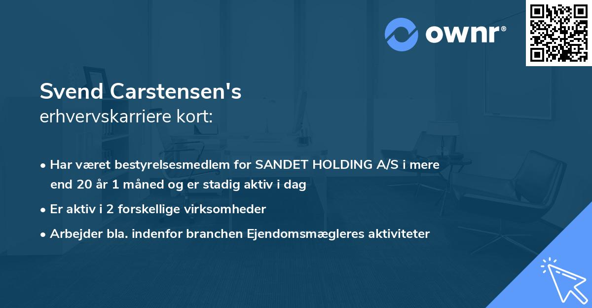 Svend Carstensen's erhvervskarriere kort