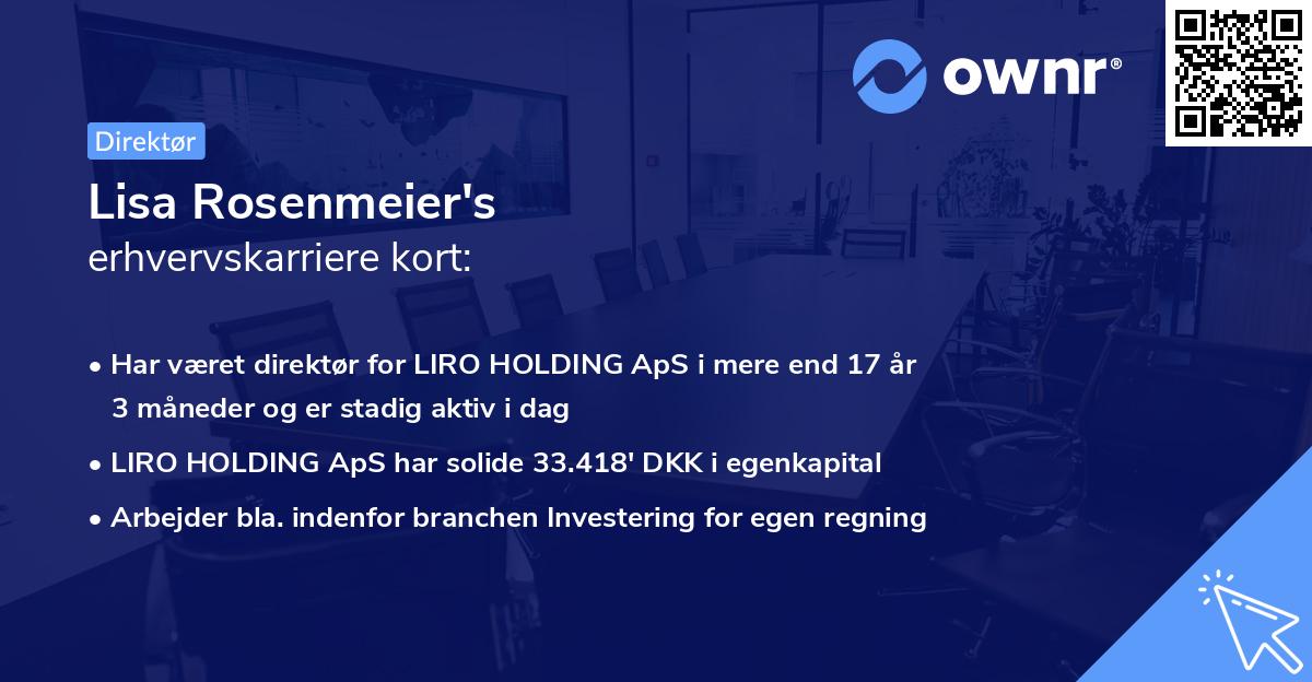 Lisa Rosenmeier's erhvervskarriere kort