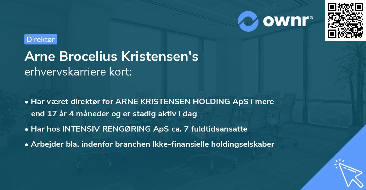 Arne Brocelius Kristensen's erhvervskarriere kort