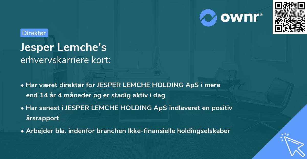 Jesper Lemche's erhvervskarriere kort