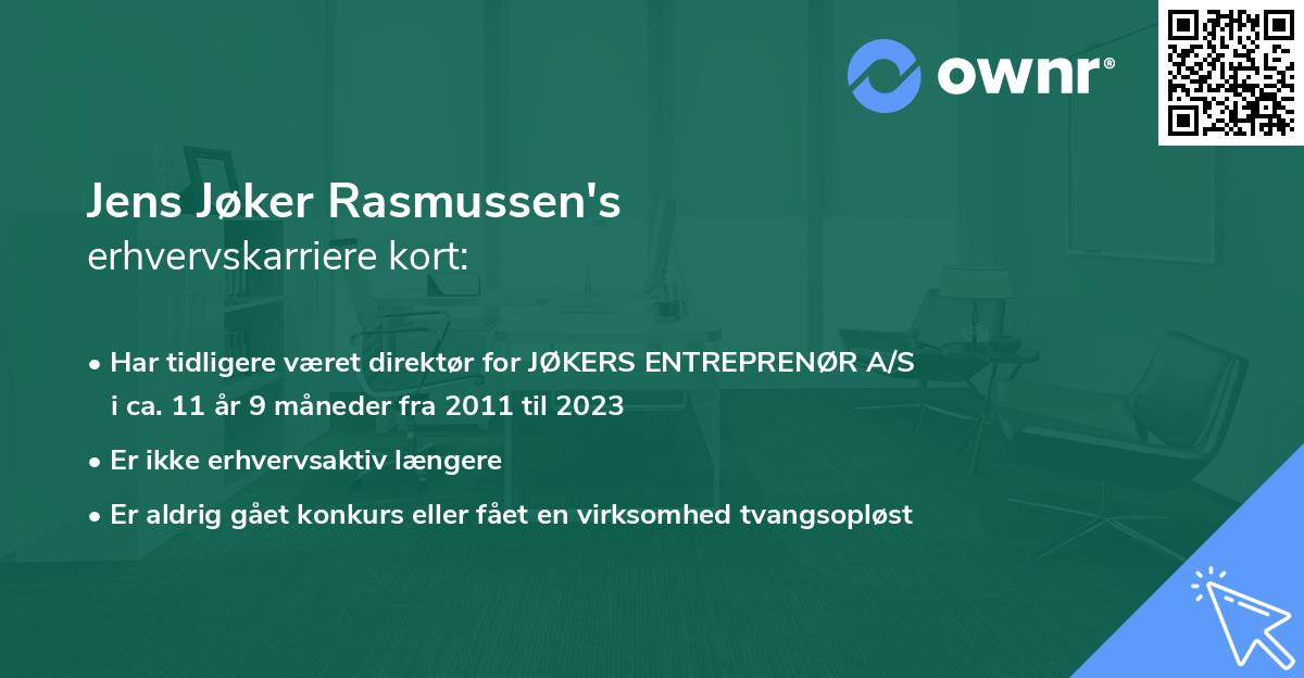 Jens Jøker Rasmussen's erhvervskarriere kort