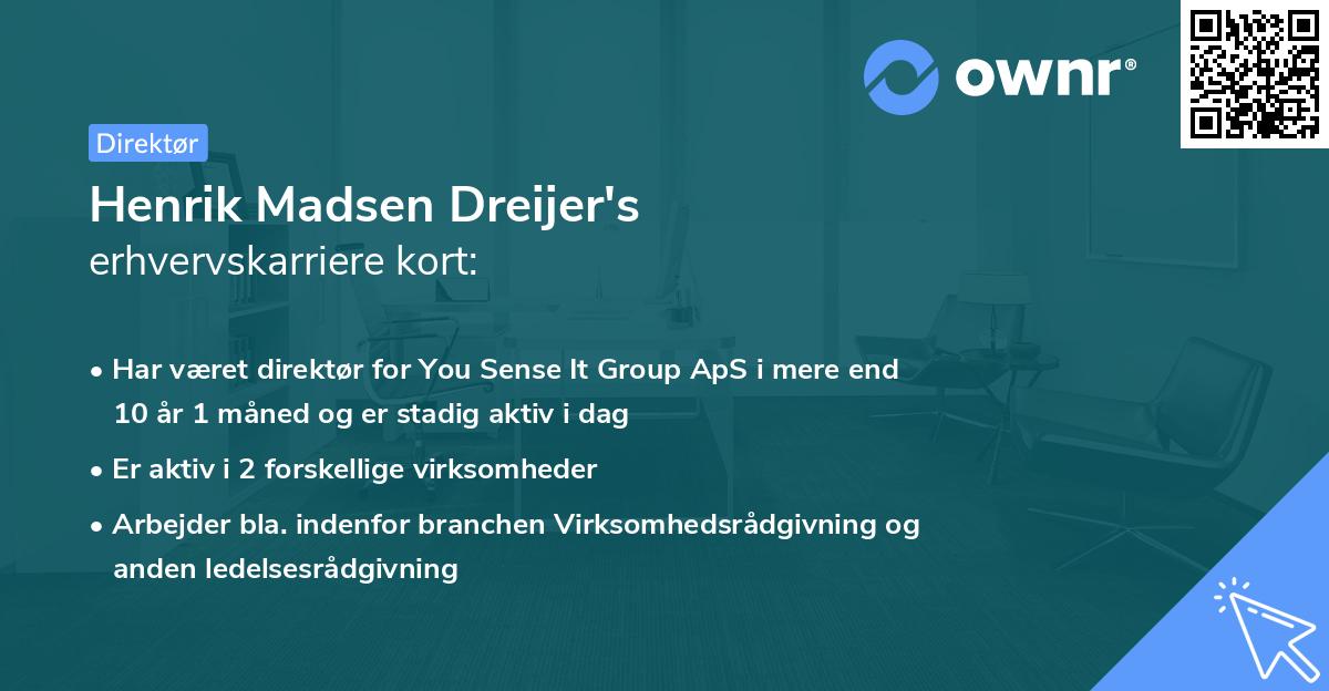 Henrik Madsen Dreijer's erhvervskarriere kort