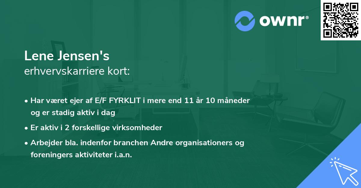 Lene Jensen's erhvervskarriere kort