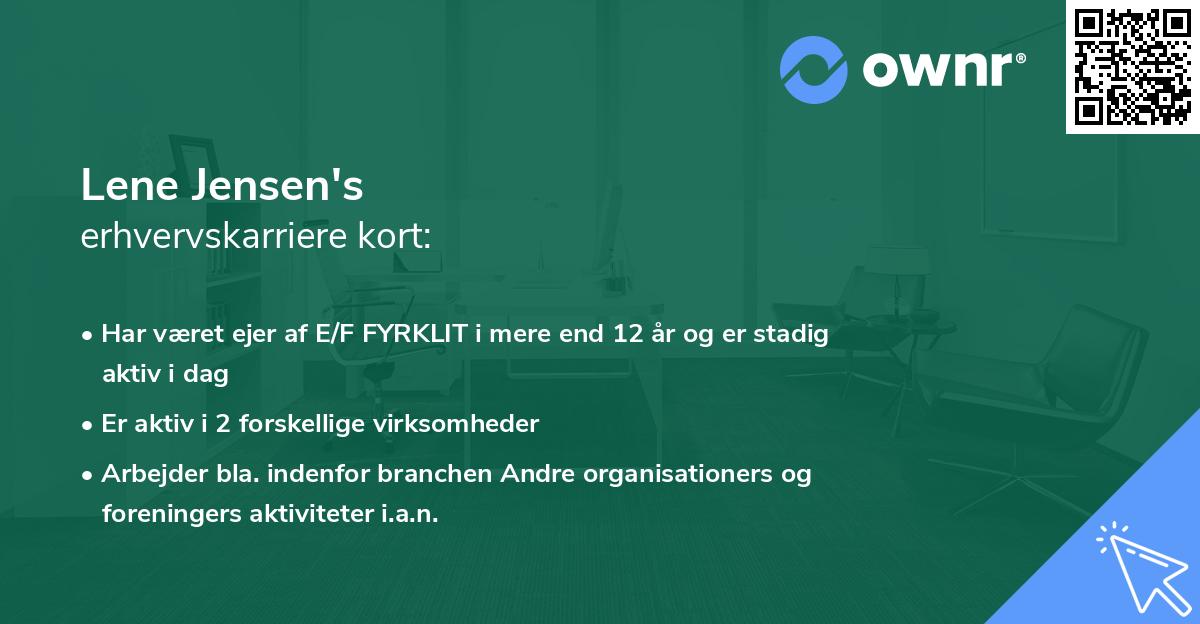 Lene Jensen's erhvervskarriere kort