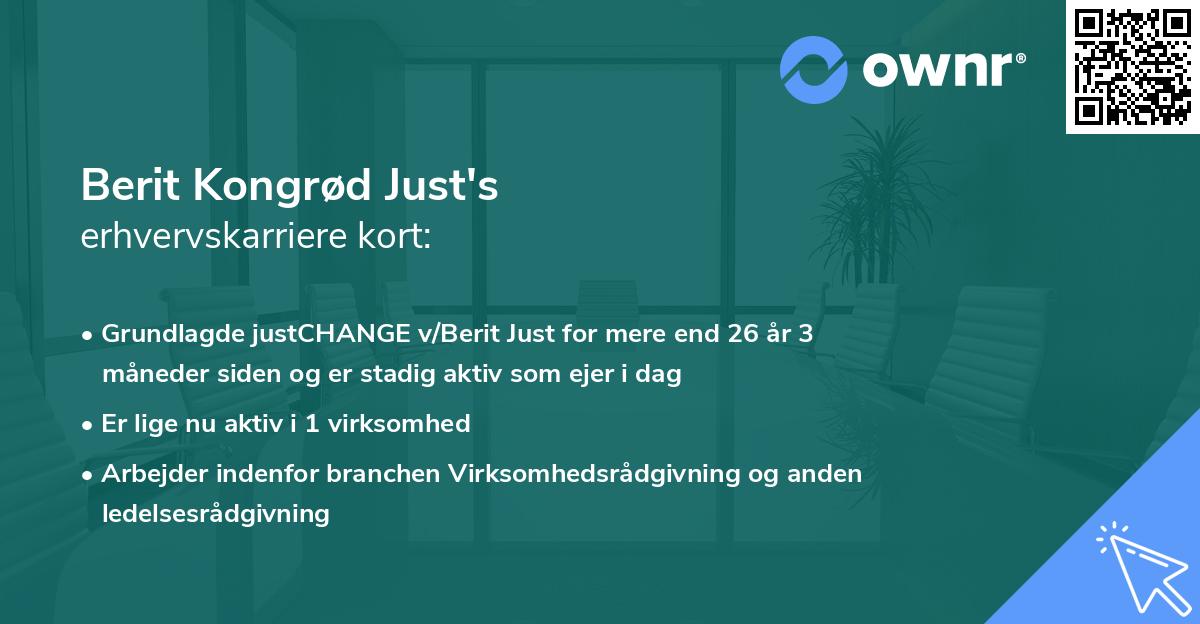 Berit Kongrød Just's erhvervskarriere kort