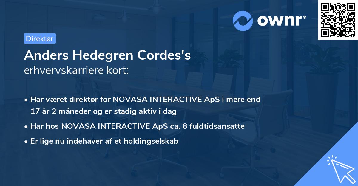 Anders Hedegren Cordes's erhvervskarriere kort