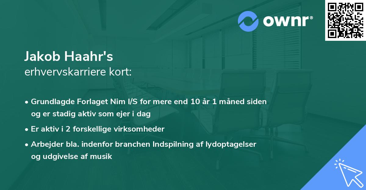 Jakob Haahr's erhvervskarriere kort