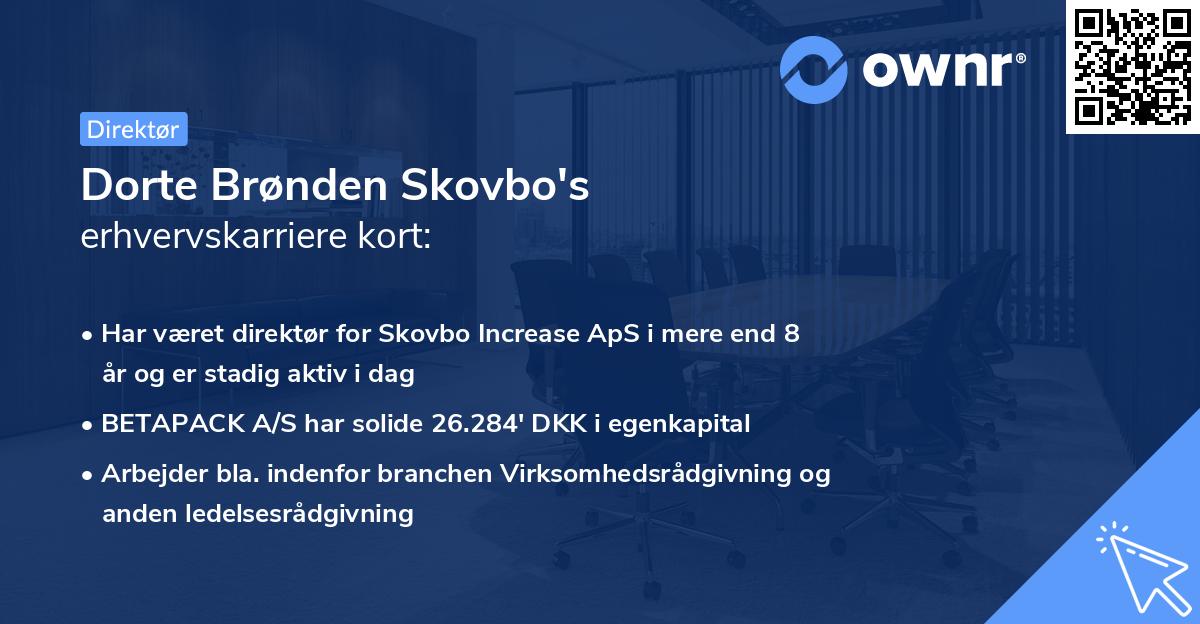 Dorte Brønden Skovbo's erhvervskarriere kort