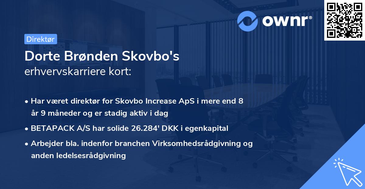 Dorte Brønden Skovbo's erhvervskarriere kort
