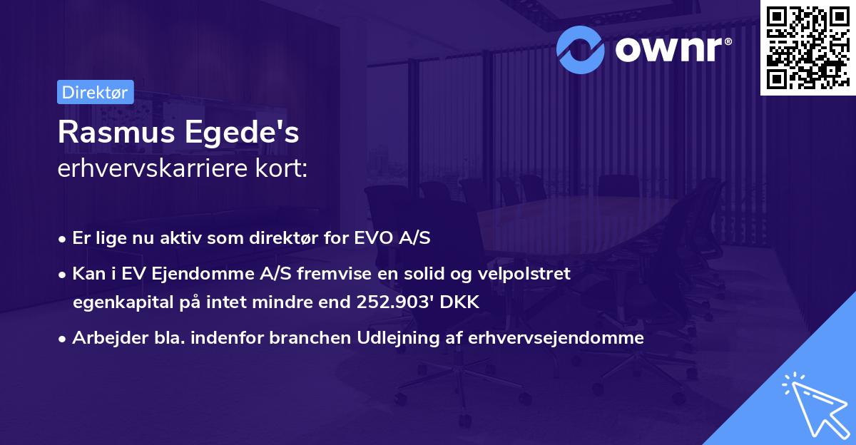 Rasmus Egede's erhvervskarriere kort