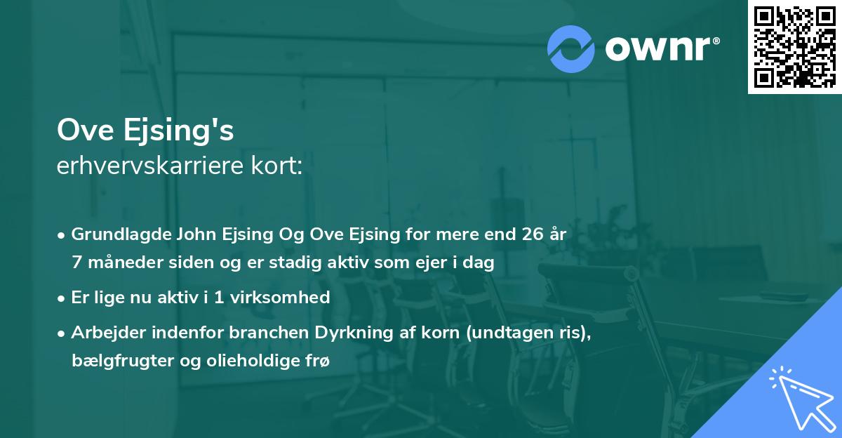 Ove Ejsing's erhvervskarriere kort
