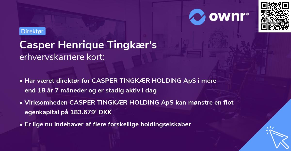 Casper Henrique Tingkær's erhvervskarriere kort