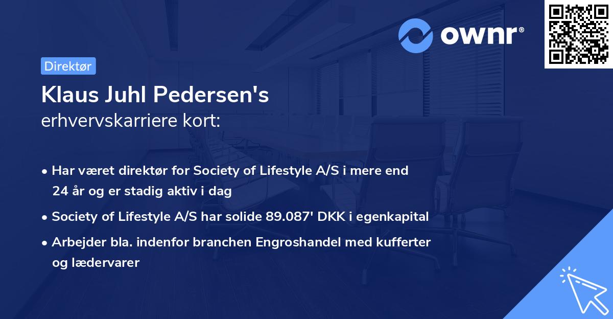Klaus Juhl Pedersen's erhvervskarriere kort