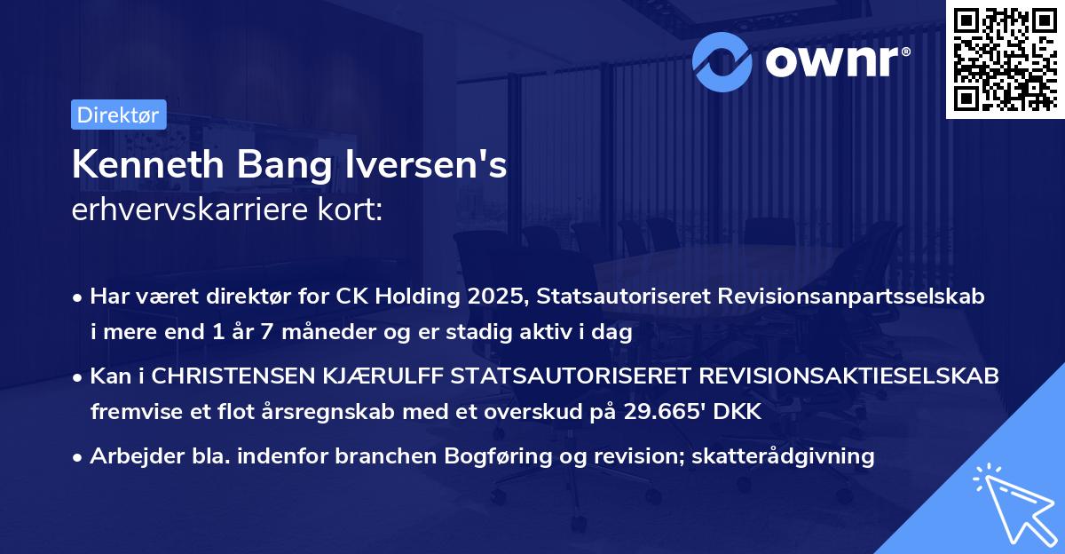 Kenneth Bang Iversen's erhvervskarriere kort