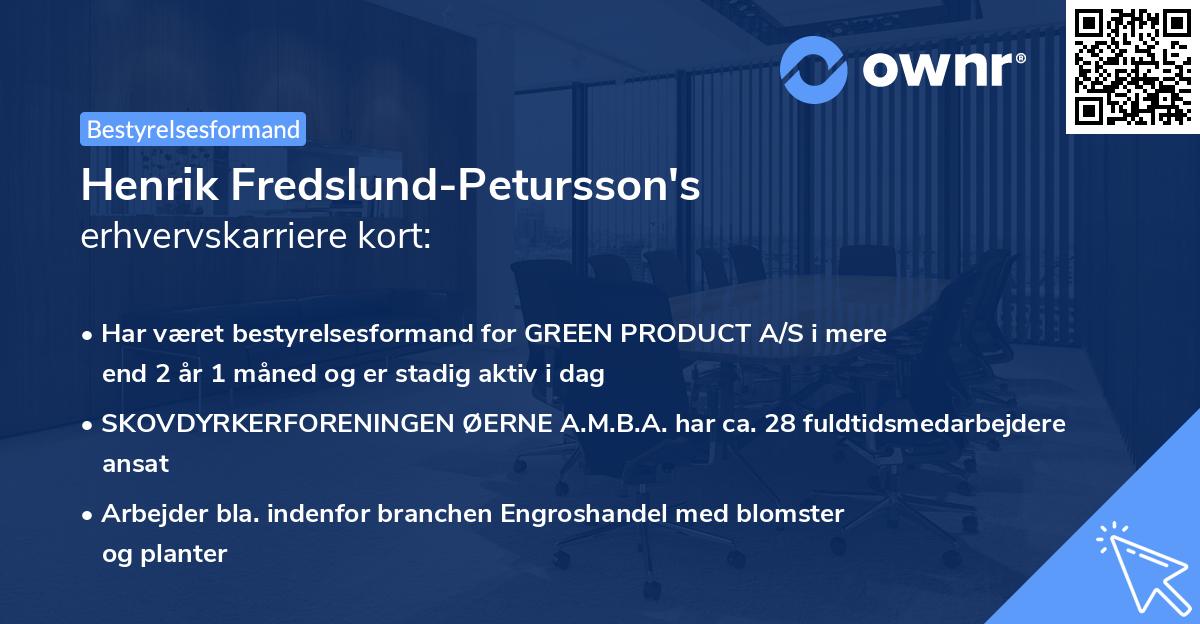Henrik Fredslund-Petursson's erhvervskarriere kort