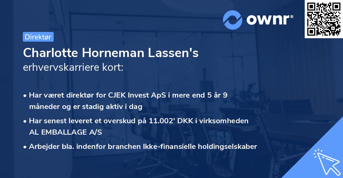 Charlotte Horneman Lassen's erhvervskarriere kort