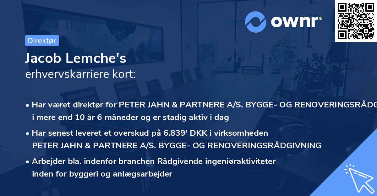 Jacob Lemche's erhvervskarriere kort